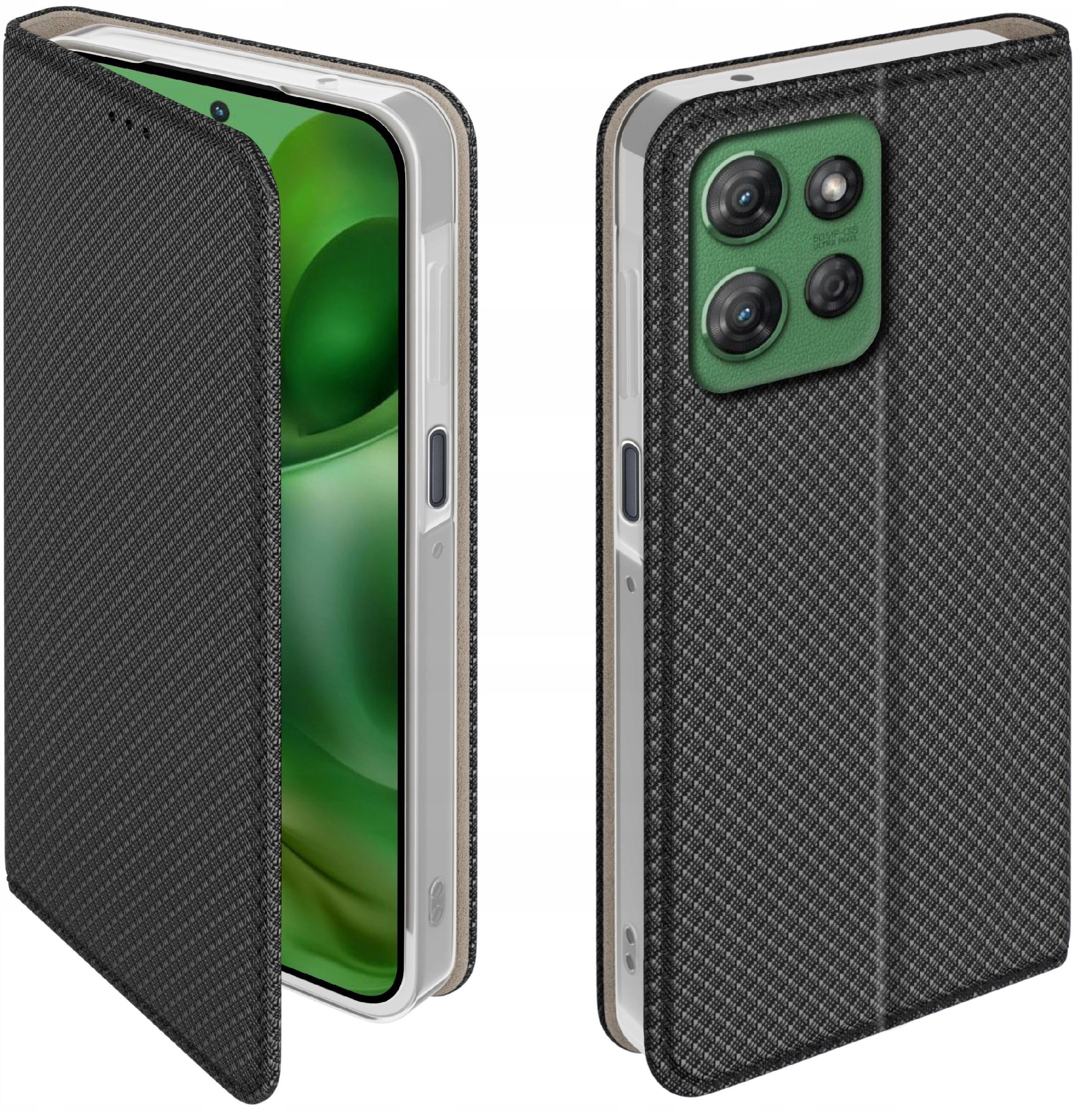 Etui z klapką do Motorola Moto G Power 2025 Zamykane Czarne Futerał