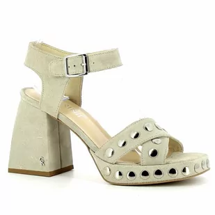 Beżowe sandały na słupku CARINII - Carinii - Sandały damskie - miniaturka - grafika 1