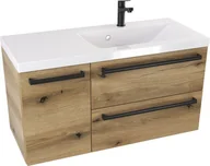 Szafki łazienkowe - Szafka z umywalką typu loft ATHDC 90 D P MAT - Drewnodekor mat- Uchwyt Czarny Mat - miniaturka - grafika 1