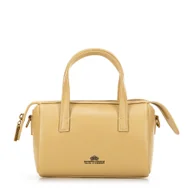 Torebki damskie - Damski kuferek ze skóry mały żółty - miniaturka - grafika 1