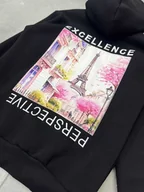 Bluzy męskie - Bluza z kapturem EXCELLENCE PARIS - czarny L - miniaturka - grafika 1