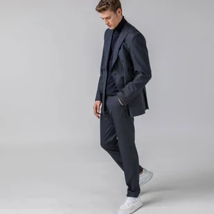 Lacoste L!VE Męskie granatowe spodnie w paski - Spodnie męskie - miniaturka - grafika 1