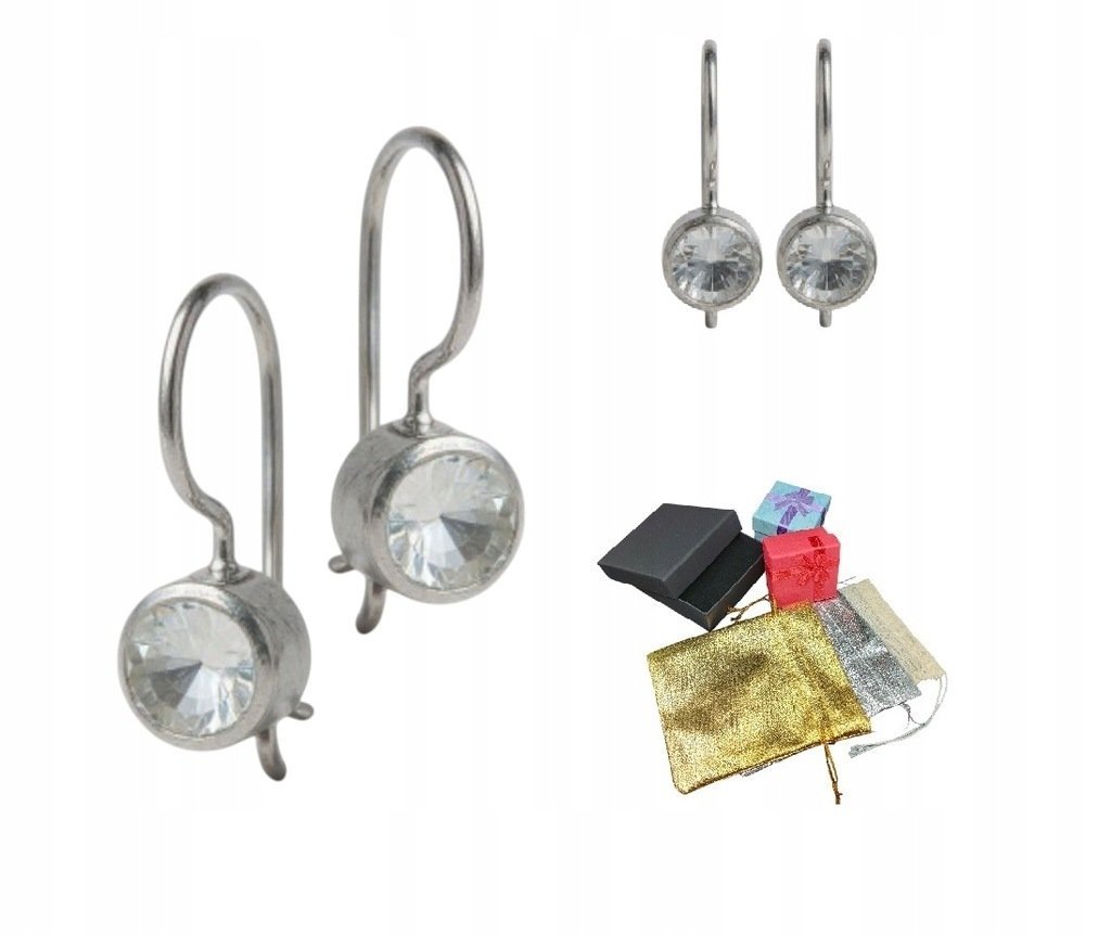 Klasyczne Srebrne Kolczyki Próba 925 Bigle Z Cyrkonią Na Gwiazdkę Prezent