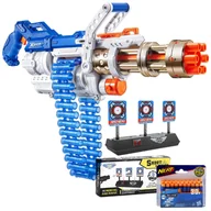Zabawki militarne - Zestaw Pistolet X-SHOT MINIGUN OMEGA ROYALE 36488 + ELEKTRONICZNA TARCZA + 30 STRZAŁEK  NERF ELITE A0351 - miniaturka - grafika 1