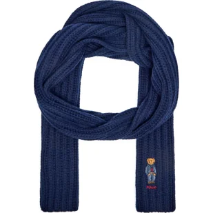 POLO RALPH LAUREN Wełniany szal DENIM BEAR - Apaszki i szaliki damskie - miniaturka - grafika 1