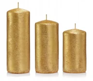 Świece - Świeczki świąteczne świece walec 3 wysokości złote - miniaturka - grafika 1
