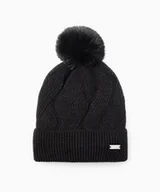 Czapki damskie - PUCCINI Czapka z pomponem z warkoczowym splotem czarna - miniaturka - grafika 1