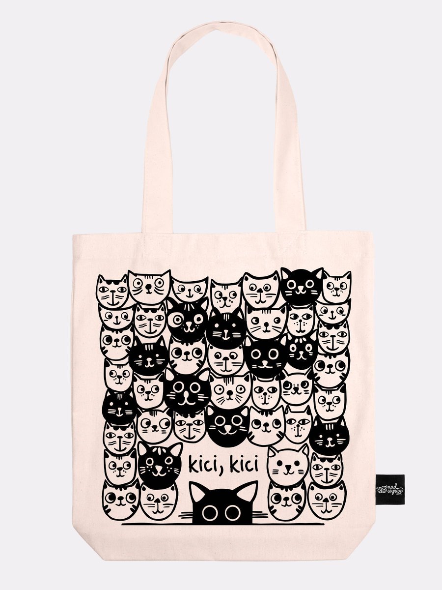 Torba bawełniana KICI KICI ecru na zakupy, prezent