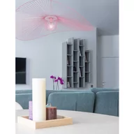 Lampy sufitowe - Kaja Duży jasnoróżowy żyrandol KP-21 KAPELUSZ pastelowy żyrandol do pokoju dziewczynki z ogromnym kloszem KP-21 RÓŻOWY - miniaturka - grafika 1