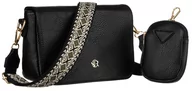 Torebki damskie - Torebka damska listonoszka na ramię crossbody z portmonetką torebka ze skóry ekologicznej Rovicky, czarny - miniaturka - grafika 1