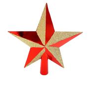 Bombki - Gwiazda Choinkowa Czerwona Czubek Na Choinkę Szpic Złoty - miniaturka - grafika 1