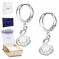 Kolczyki - Kolczyki Srebrne 925 Lśniące Łabędzie Łabędź z Cyrkoniami Kryształkami - miniaturka - grafika 1