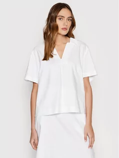 Bluzki damskie - Calvin Klein Bluzka Inclusive K20K204392 Biały Relaxed Fit - grafika 1