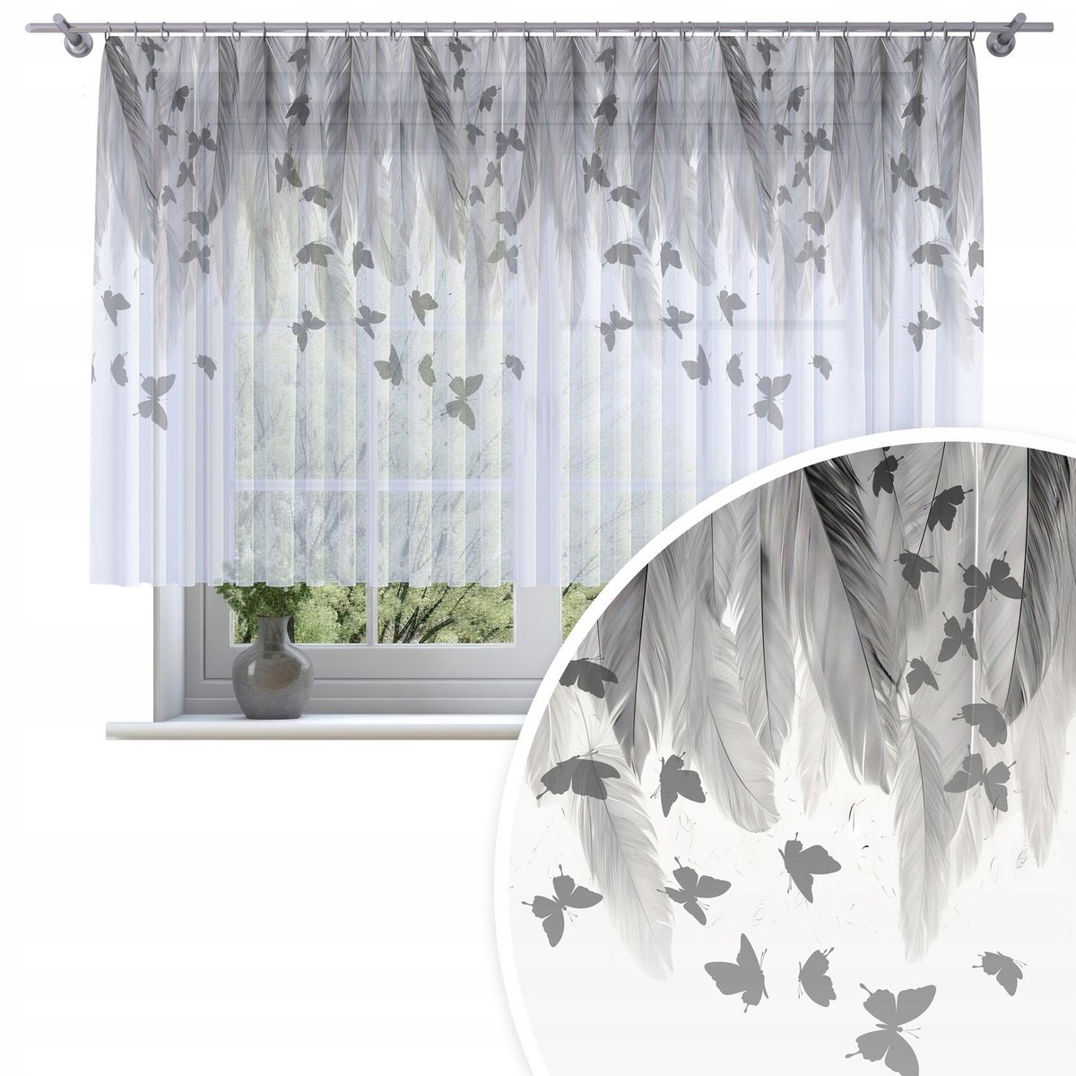 FIRANA GOTOWA WOAL 300X130 BARWIONA WZÓR NA ŻABKI TAŚMIE FIRANY 199