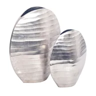 Wazony i flakony - Zestaw Wazonów Dekoracyjnych 2 szt. Aluminium Wazon Wzór Fali Ręcznie - miniaturka - grafika 1