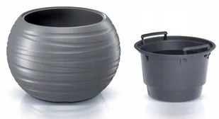 Prosperplast Doniczka z wkładem Maze DBMZK400 szara - Donice - miniaturka - grafika 1