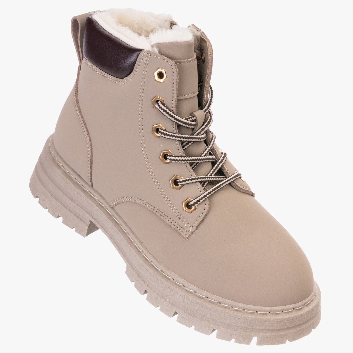 Botki Damskie Beżowe na zamek Trapery Beżowy 38