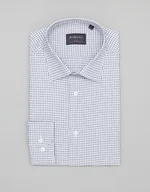 Koszule męskie - Koszula w kratkę matera 00454 długi rękaw granatowy slim fit - miniaturka - grafika 1