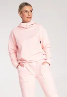 Bluzy damskie - Damska bluza z kapturem - jasnoróżowa bluza damska M1034 rozmiar L - miniaturka - grafika 1