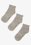 Skarpetki damskie - Jasnoszare Bawełniane Skarpety za Kostkę Ozdobione Napisem Folmeva - miniaturka - grafika 1