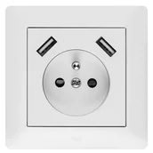 Gniazdka elektryczne - Elektro-Plast Gniazdo Astoria 2P+Z 2xUSB białe - miniaturka - grafika 1