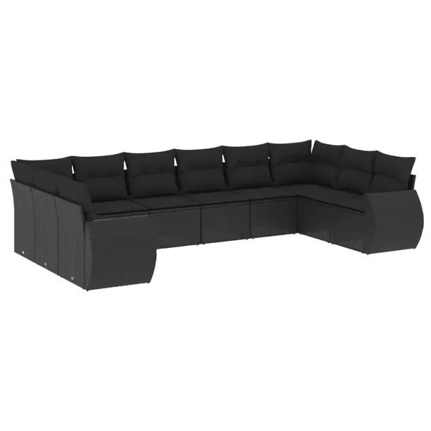 Zestaw mebli ogrodowych modułowych czarny rattan PE, 71x62x69 cm, 62x62x69