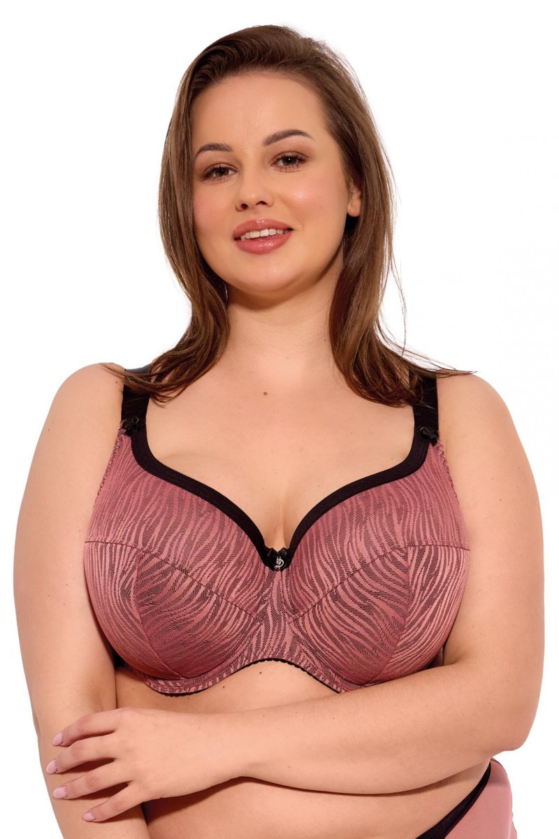 Biustonosz z koronką Semi-Soft Lise MAXI 1259 półusztywniany morelowy czarny 85H