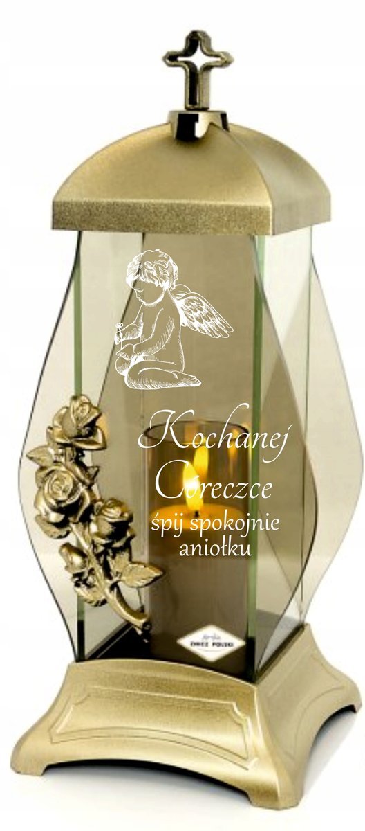 ZNICZ z różą GRAWER KAPLICZKA personalizowany TWÓJ TEKST DLA CÓRKI