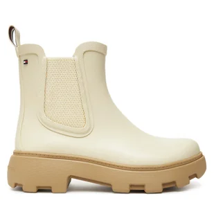 Kalosze Tommy Hilfiger Rubber Flag Cleated FW0FW08637 Beżowy - Kalosze damskie - miniaturka - grafika 1