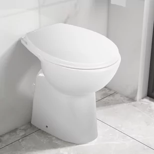 VidaXL Wysoka toaleta bez kołnierza, ciche zamykanie, ceramika, biała - Miski WC - miniaturka - grafika 1