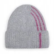 Czapki damskie - CZAPKA WEŁNIANA WEŁNA ZIMOWA NA ZIMĘ OCIEPLANA 60% Angora SZARA - miniaturka - grafika 1