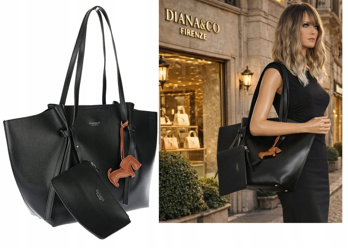 Torebka Damska Shopperka łódka torba pojemna a4 na Ramię DB243 Czarna