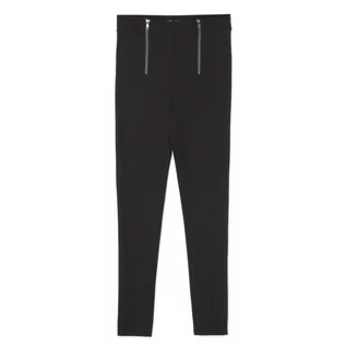 Kombinezony - Cropp - Czarne spodnie z ozdobnymi suwakami - Czarny - grafika 1