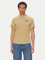 Koszulki męskie - Tommy Jeans T-Shirt Essential DM0DM20740 Beżowy Slim Fit - miniaturka - grafika 1