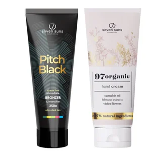 7suns Pitch Black Ultra Ciemny Bronzer 250ml + Krem Do Rąk 75ml - Balsamy i kremy do opalania - miniaturka - grafika 1