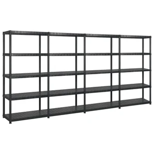 vidaXL Regał 5-poziomowy, czarny, 340x40x185 cm, plastik 3059861 - Szafy i regały magazynowe - miniaturka - grafika 1