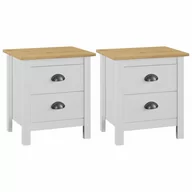 Szafki nocne - Vida Szafki nocne 2 szt. białe 46x35x49,5 cm lite drewno sosnowe V-288910 - miniaturka - grafika 1