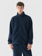 Bluzy męskie - Męski polar sherpa rozpinany Outhorn OTHWAW24TJACM234 - granatowy - miniaturka - grafika 1