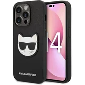 Etui i futerały do telefonów - Karl Lagerfeld Etui Saffiano Choupette Head Patch do Apple iPhone 14 Pro Czarny - miniaturka - grafika 1