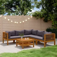 Meble ogrodowe - 6-cz. zestaw wypoczynkowy do ogrodu, poduszki, drewno akacjowe vidaXL - miniaturka - grafika 1