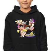 Bluzy dla dziewczynek - Bluza Dziecięca Z Kapturem Czarna Wróżkowie Chrzestni Uczniowie Wz 128 Cm - miniaturka - grafika 1