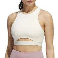 Bielizna sportowa damska - Biustonosz sportowy adidas CoreFlow Medium-Support HE2116 - beżowy - Adidas - miniaturka - grafika 1