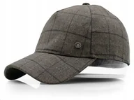 Czapki i chusty sportowe męskie - Czapka Z Daszkiem Bejsbolówka Brązowa W Elegancką Kratę Pako Jeans - miniaturka - grafika 1