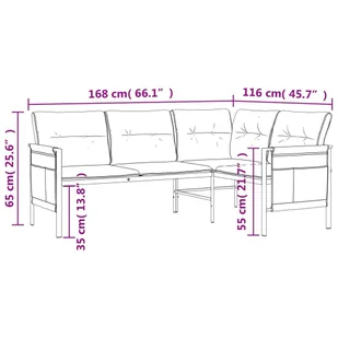Ogrodowa sofa narożna, antracytowa, stal i textilene - Meble ogrodowe - miniaturka - grafika 10