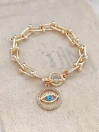 Bransoletki - atelier MIU Pozłacana bransoletka z elementem ozdobnym - miniaturka - grafika 1