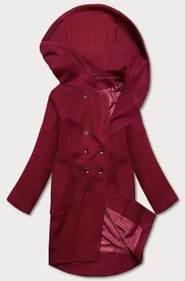 DAMSKI PŁASZCZ PLUS SIZE Z KAPTUREM BORDOWY (2728) - ROSSE LINE - Płaszcze damskie - miniaturka - grafika 1