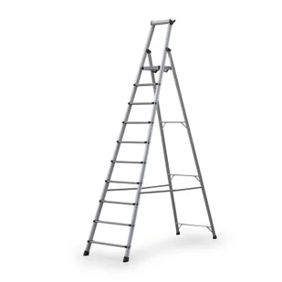 Schody aluminiowe jednostronne z półką, 1x10 stopni, wysokość 2,44 m - Pozostałe wyposażenie warsztatu - miniaturka - grafika 1