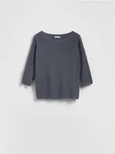 Swetry damskie - Reserved - Sweter z wiskozą - ciemnoszary - miniaturka - grafika 1