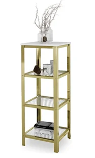 Otwarty regał w stylu glamur złoty + biały połysk H5-G70 - Regały - miniaturka - grafika 1