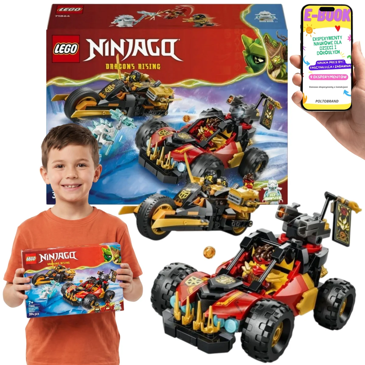 LEGO Ninjago Wielofunkcyjne Pojazdy Kaia i Cole'a 71864 394 Elementy